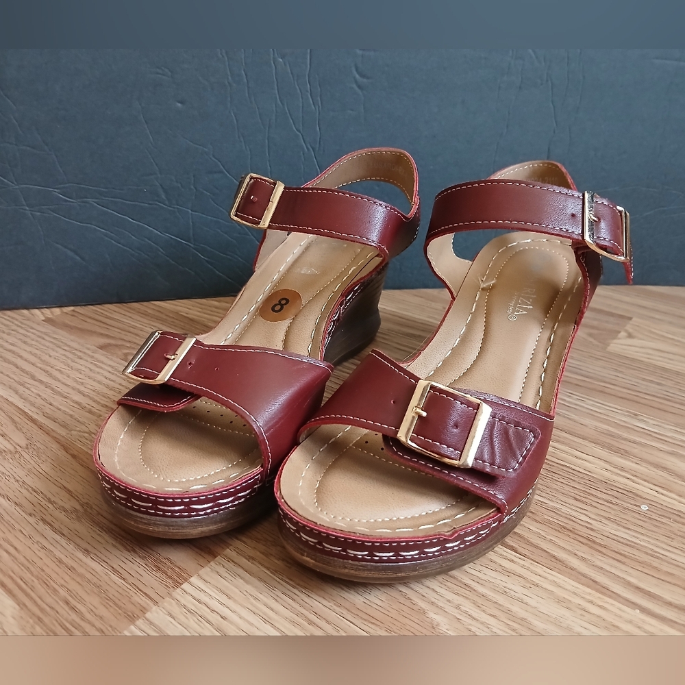 Patrizia Women's Elegant Maroon Wedge Sandals